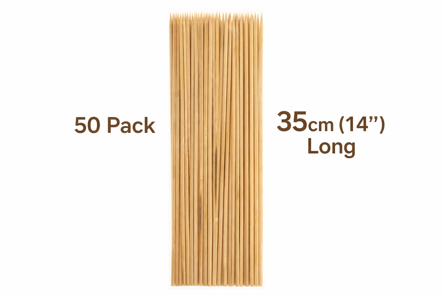 50 Pack Bamboo Skewers 35cm 14 Inch – Long Wooden BBQ Skewers for Kebab Grill Fruit Chocolate Fountain Salad Display