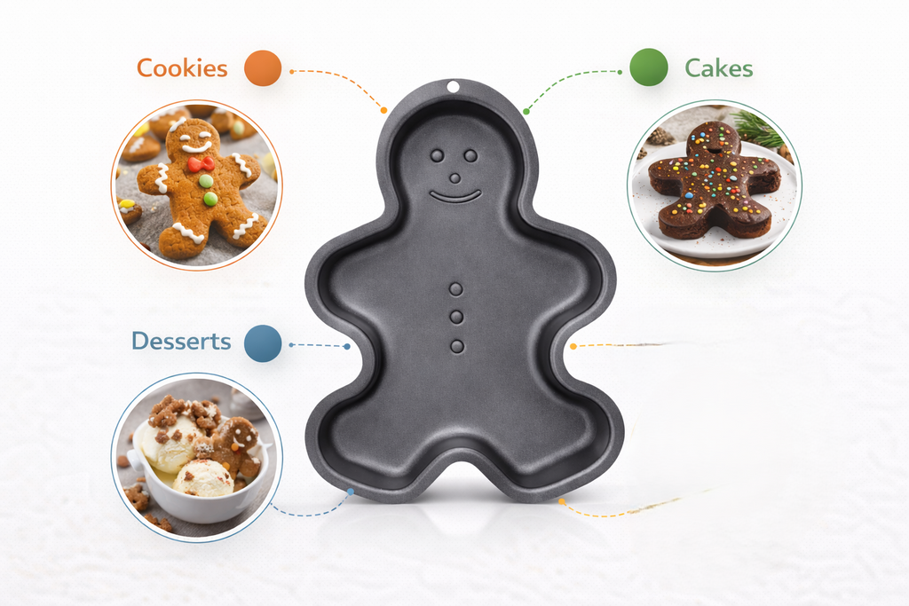Non-Stick Gingerbread Bake Pan – Shaped Cake Baking Tin in Gingerbread Man Bear or Star Shape for Christmas and Occasion Baking