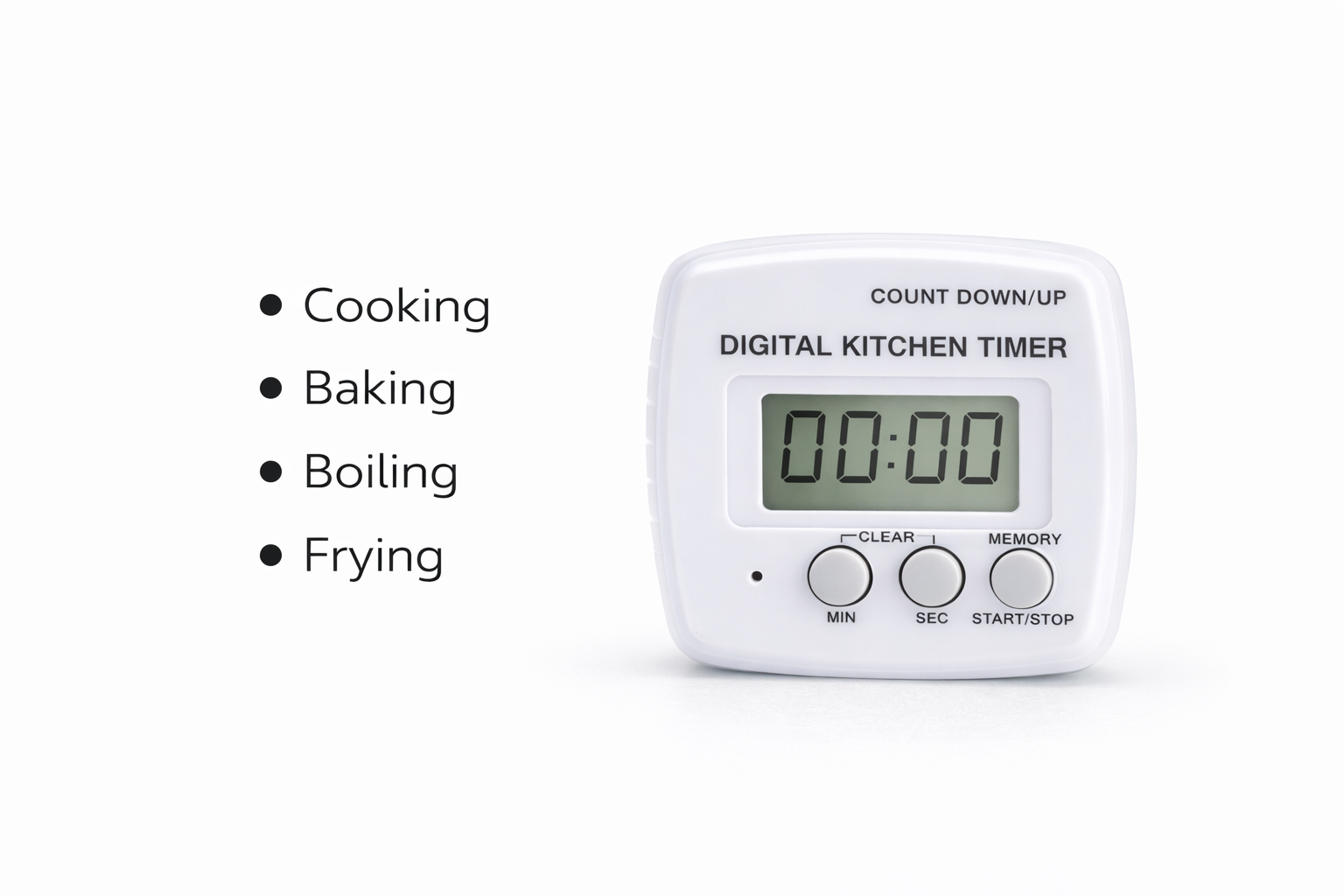 Digital Kitchen Timer with Count Down & Count Up – LCD Display Memory Function Timer for Cooking & Baking