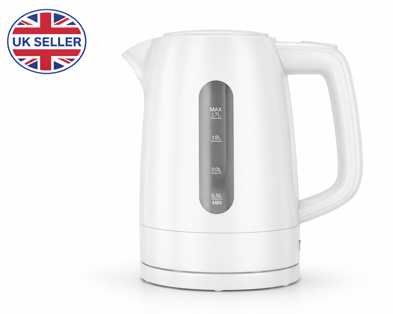 1.7L Cordless Electric Kettle with Water Level Window – Fast Boil, 360° Rotating Base, Available in Black & White – Ideal for Home, Office & Kitchen