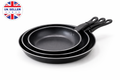 3 Piece Non-Stick Aluminium Frying Pan Set – 20cm 25cm 30cm Pans for Gas Electric & Induction Hob Everyday Cooking