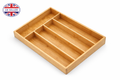 5-Compartment Bamboo Cutlery Drawer Organiser — Solid Natural Bamboo | No Plastic | Mixed Section Sizes