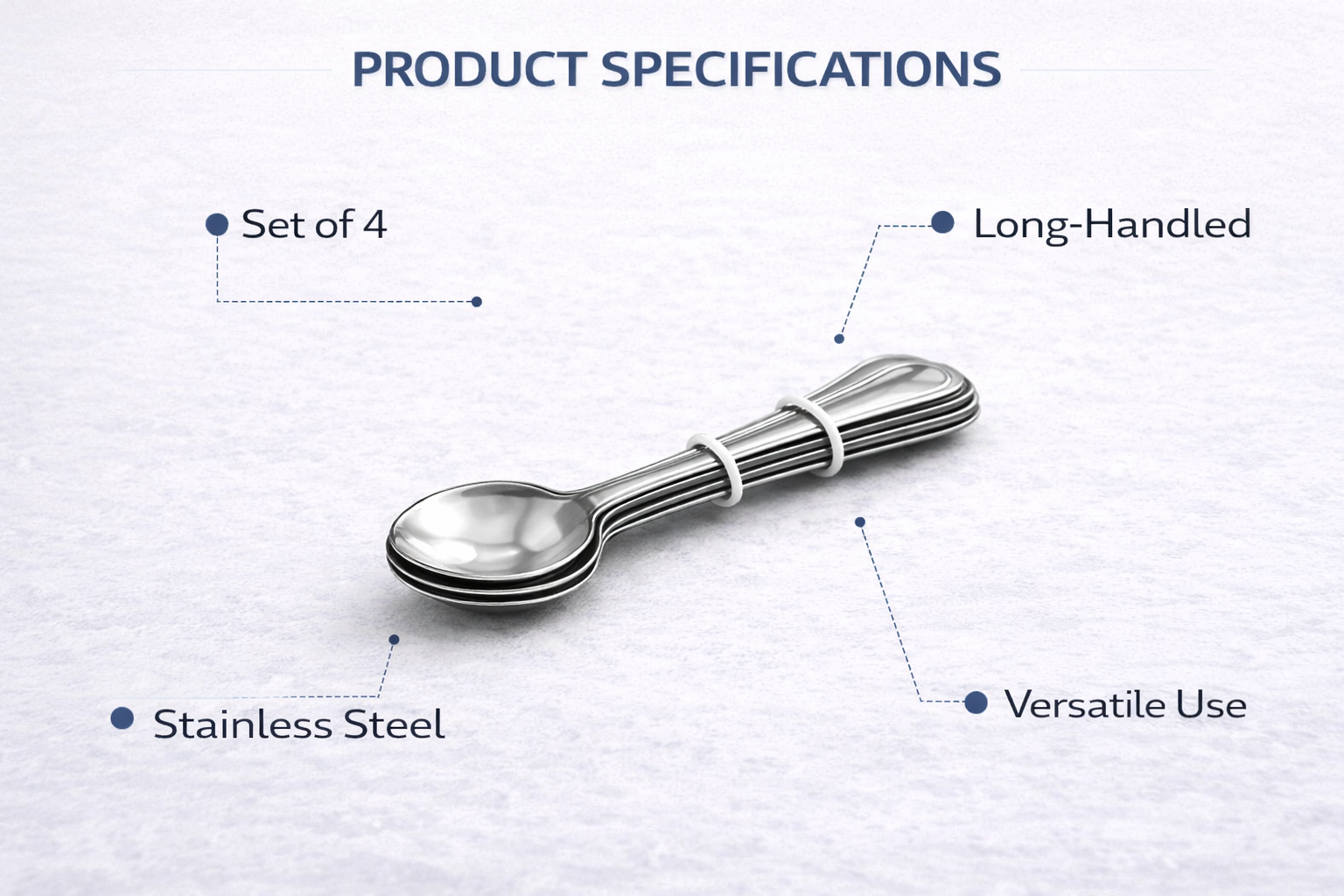 4 Piece Stainless Steel Long Handle Soda Spoons Set – Sundae Dessert Spoons for Milkshakes Ice Cream & Tall Glasses