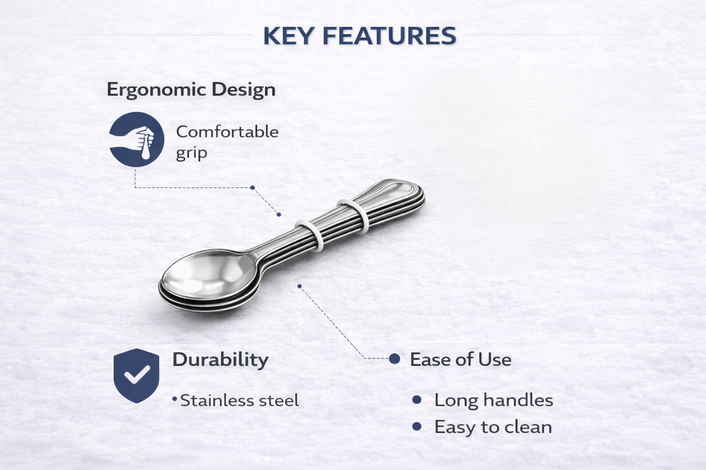 5 Piece Stainless Steel Tea Spoons Set – Everyday Cutlery Spoons for Tea Coffee Desserts & Kitchen Use