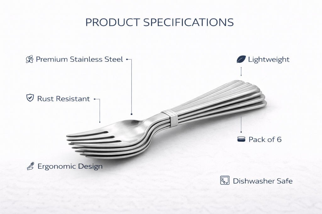 6 Piece Stainless Steel Dessert Forks Set – Dishwasher Safe Lined Handle Forks for Cakes Pastries & Everyday Use