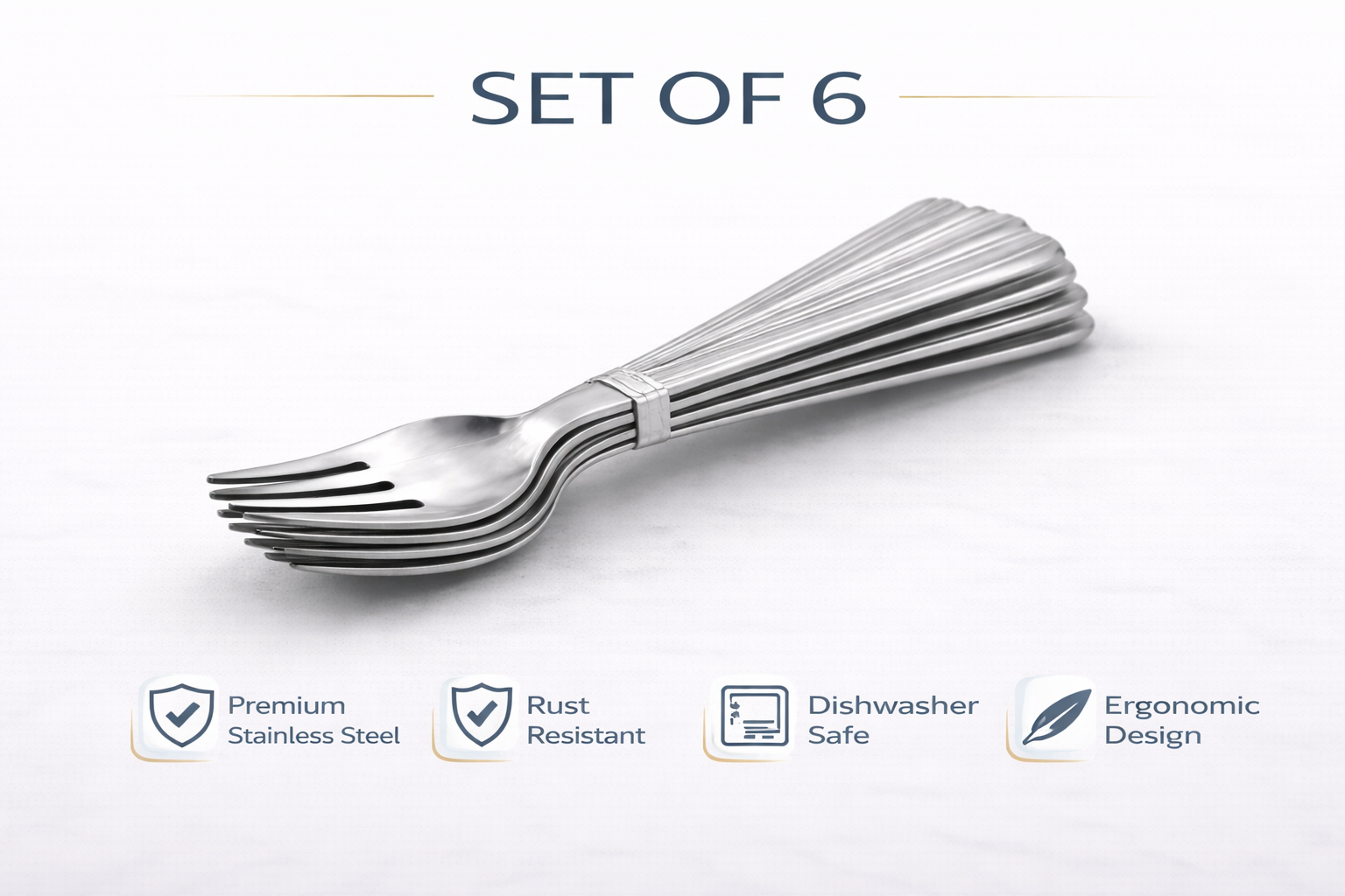 6 Piece Stainless Steel Dessert Forks Set – Dishwasher Safe Lined Handle Forks for Cakes Pastries & Everyday Use