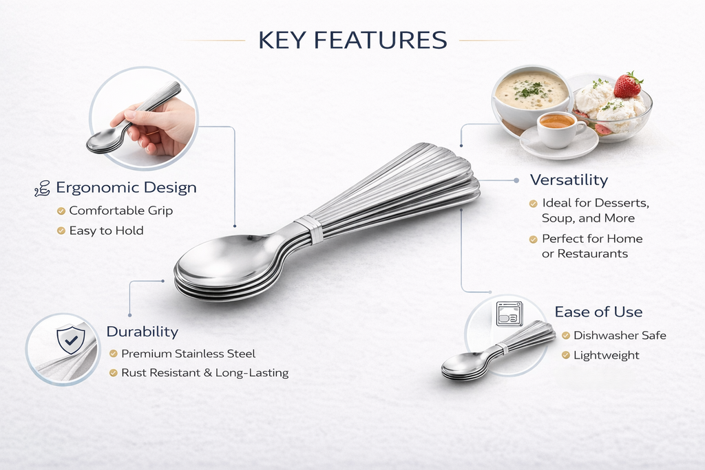 10 Stainless Steel Tea Spoons Set – Dishwasher Safe Everyday Cutlery Spoons for Tea Coffee & Desserts