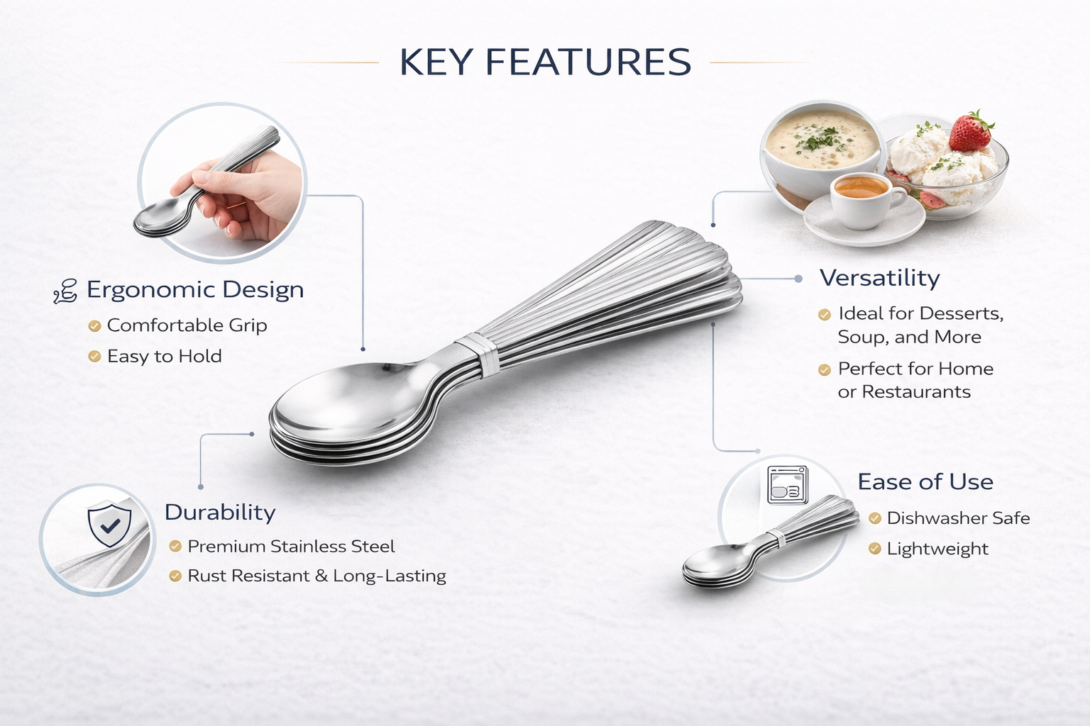 10 Stainless Steel Tea Spoons Set – Dishwasher Safe Everyday Cutlery Spoons for Tea Coffee & Desserts