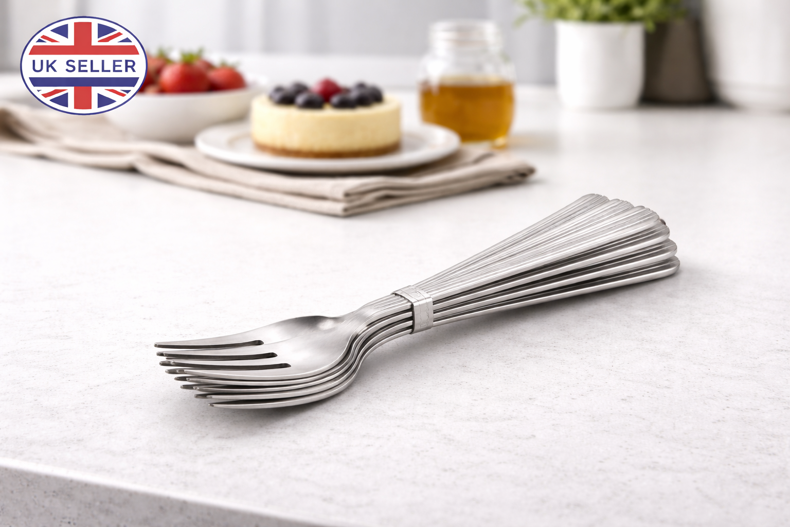 6 Piece Stainless Steel Dessert Forks Set – Dishwasher Safe Lined Handle Forks for Cakes Pastries & Everyday Use
