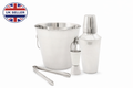 5 Piece Stainless Steel Cocktail Making Set – Shaker Ice Bucket Jigger Bar Spoon Ice Tongs Home Bar Bartender Gift Set