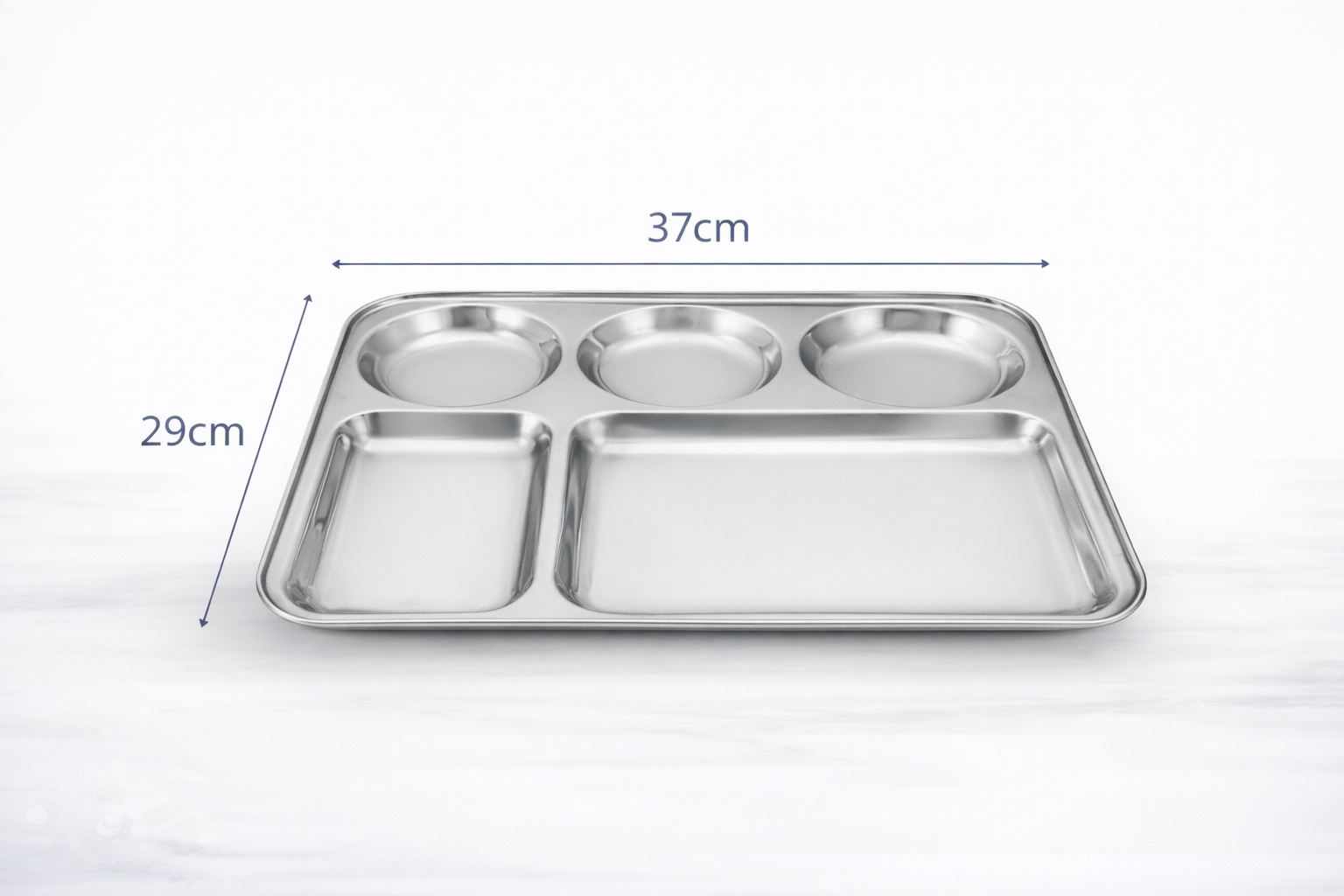 Stainless Steel 5 Section Divided Meal Tray – Compartment Dinner Plate for Kids Adults Camping & Meal Prep