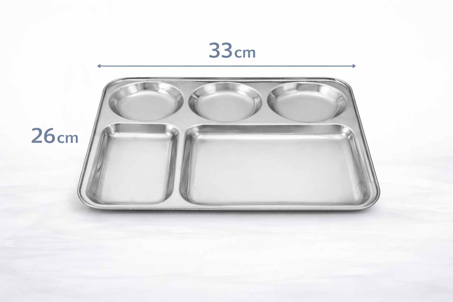 Stainless Steel 5 Section Divided Meal Tray – Compartment Dinner Plate for Kids Adults Camping & Meal Prep