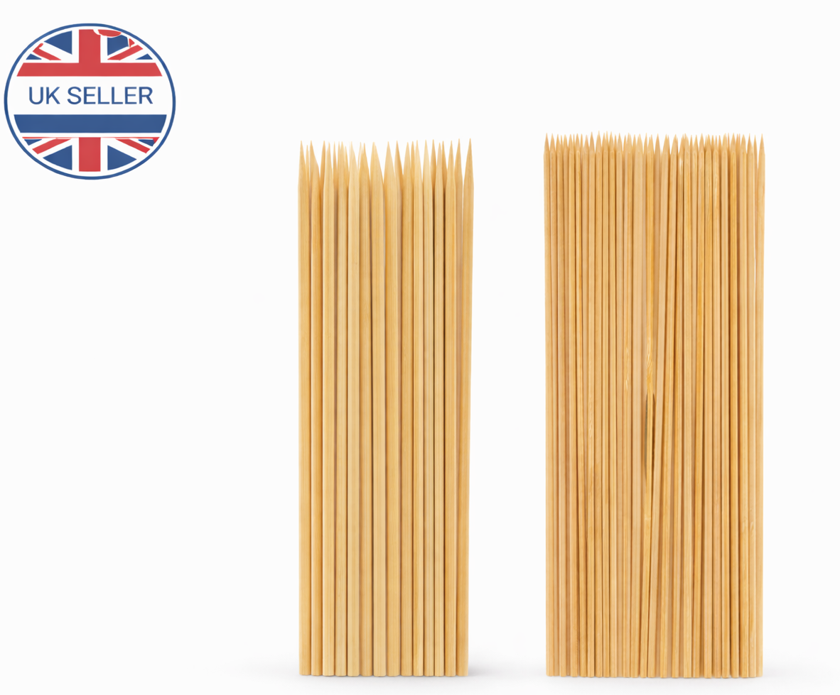 50 Pack Bamboo Skewers 35cm 14 Inch – Long Wooden BBQ Skewers for Kebab Grill Fruit Chocolate Fountain Salad Display
