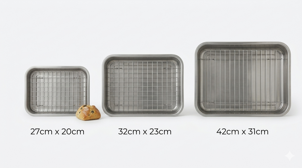 Stainless Steel Roasting Tray with Rack | Oven Safe | Easy Clean | 27x21 32x24 or 42x32cm