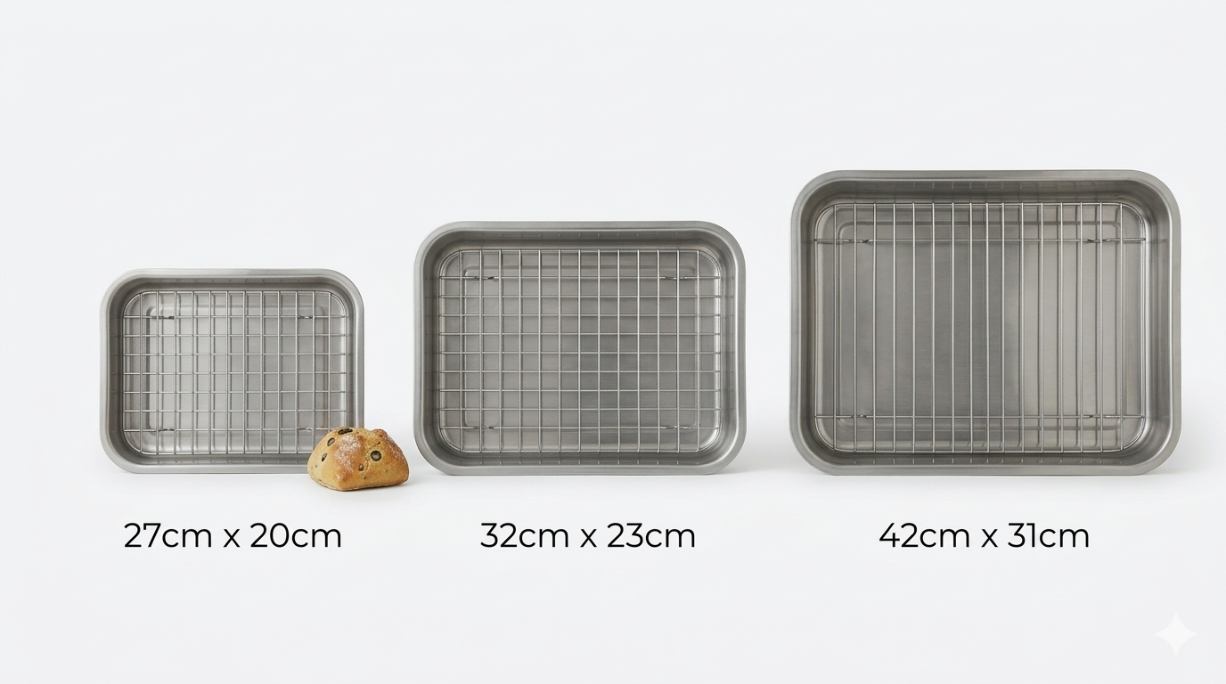 Stainless Steel Roasting Tray with Rack | Oven Safe | Easy Clean | 27x21 32x24 or 42x32cm