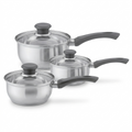 6 Piece Stainless Steel Saucepan Set – Mirror Polished with Glass Lids | Induction Ready | 3 Graduating Sizes | Premium Kitchen Cookware