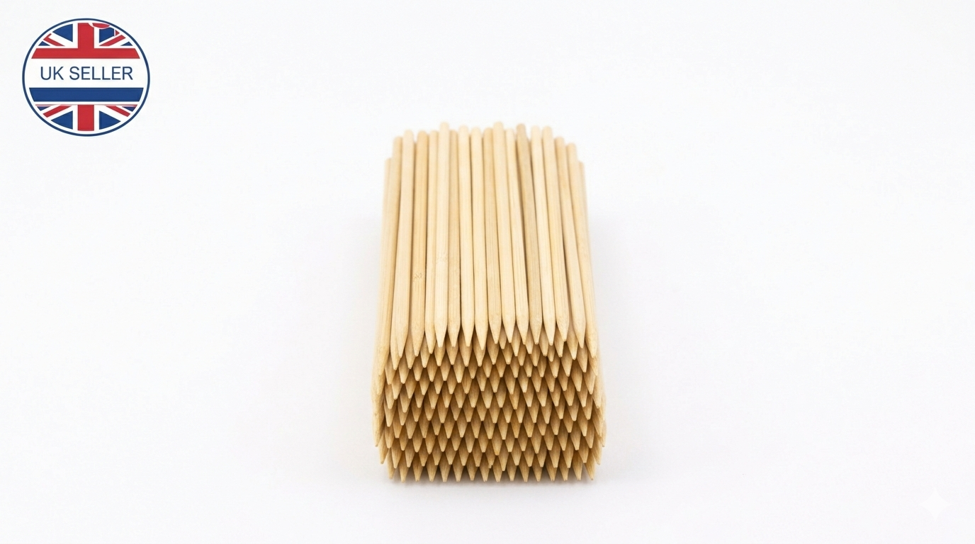 25/50 Pack Bamboo Skewers 35cm 14 Inch – Long Wooden BBQ Skewers for Kebab Grill Fruit Chocolate Fountain Salad Display