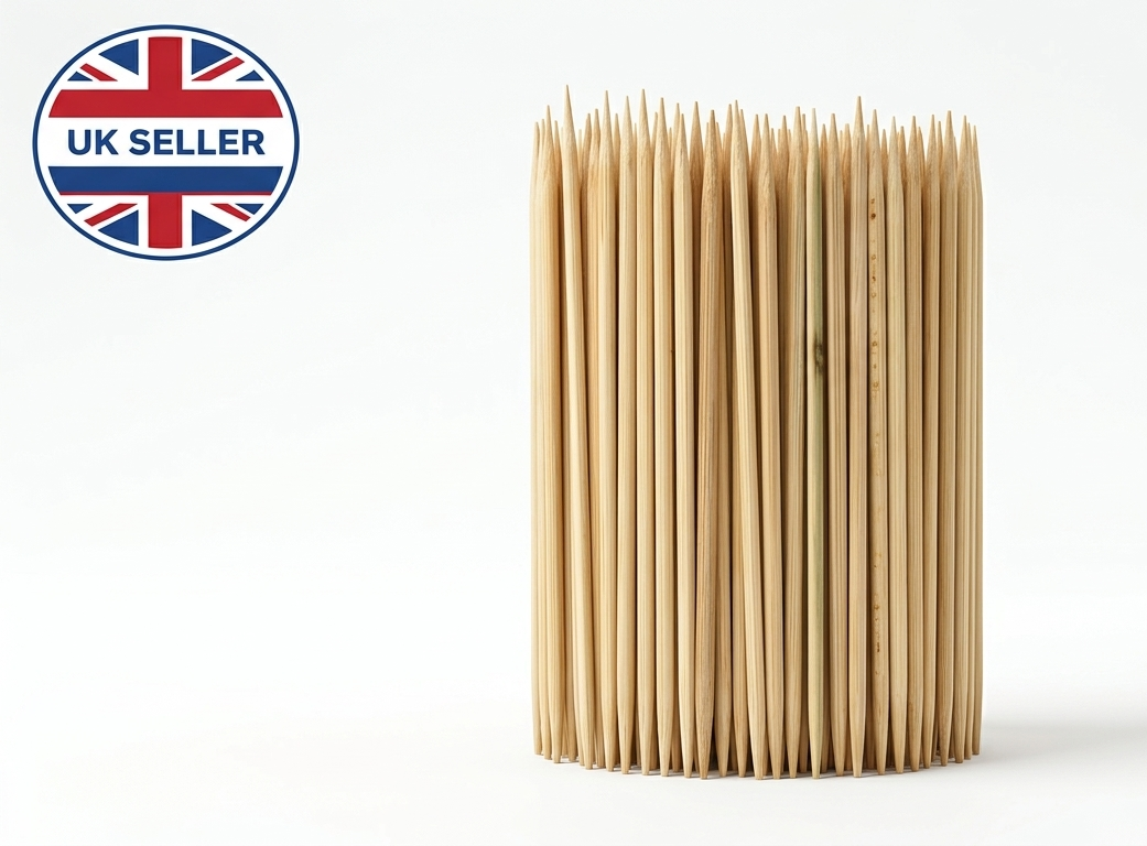 Bamboo Skewers 20cm 4mm Pack of 200 | Sharp Point | Non-Porous | BBQ Canapés Party Food Use