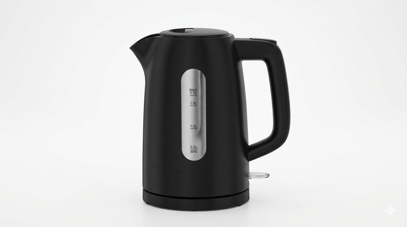 1.7L Cordless Electric Kettle with Water Level Window – Fast Boil, 360° Rotating Base, Available in Black & White – Ideal for Home, Office & Kitchen