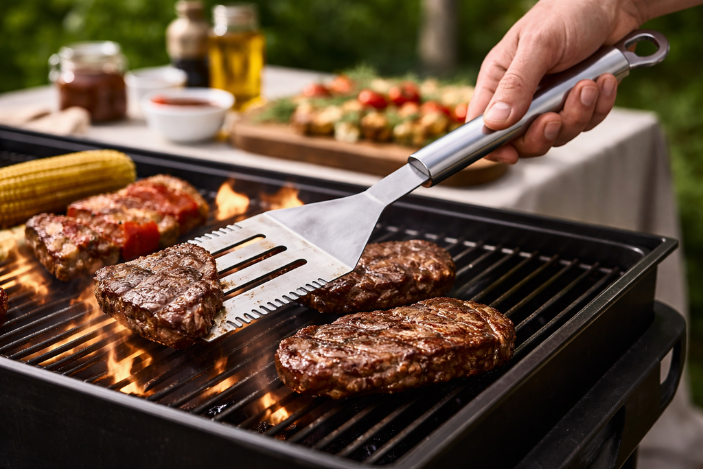 BBQ Slotted Turner – Stainless Steel Spatula with Bottle Opener, 46cm