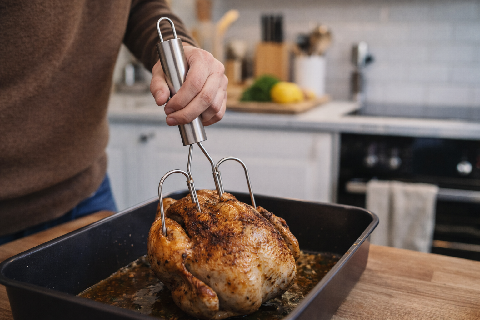 Stainless Steel Turkey Fork | BBQ Meat Lifting & Carving Fork