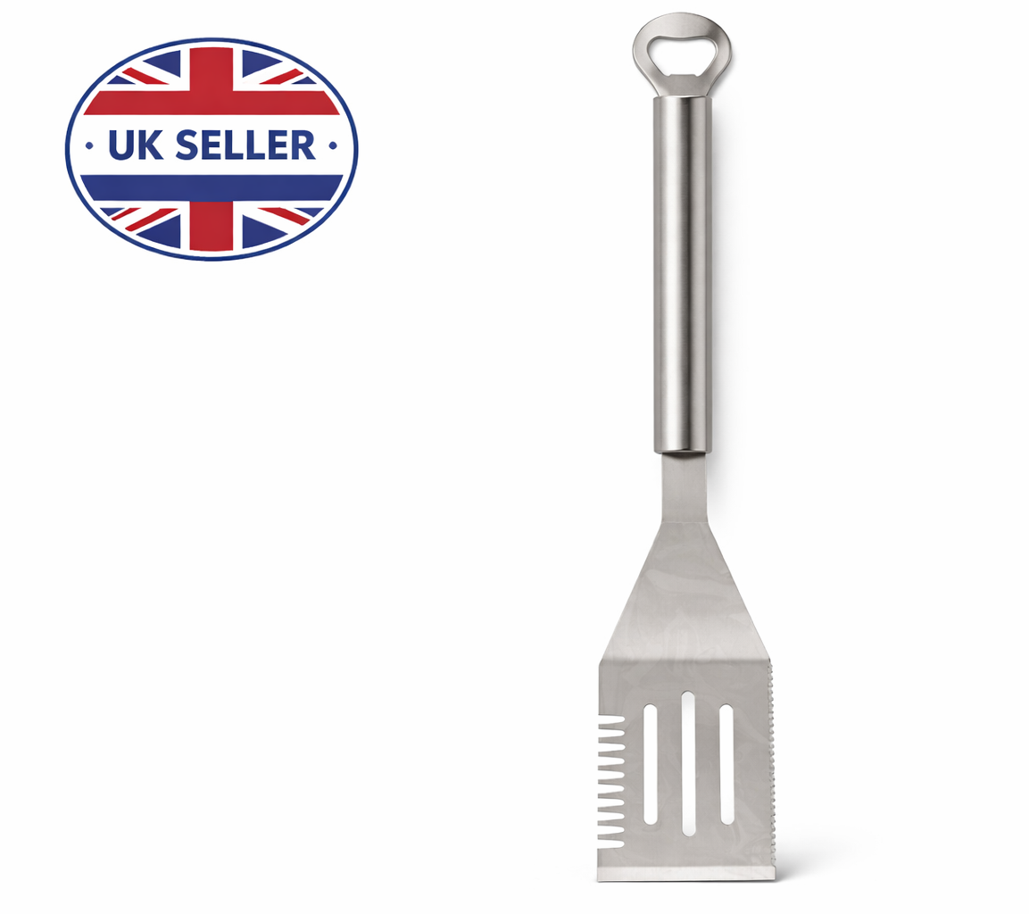 BBQ Slotted Turner – Stainless Steel Spatula with Bottle Opener, 46cm