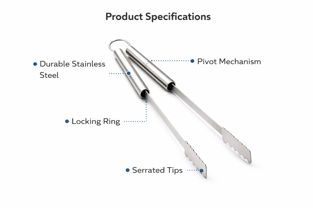 Stainless Steel BBQ Tong 44.5cm – Long-Reach Barbecue Tongs with Comfort Grip Handles