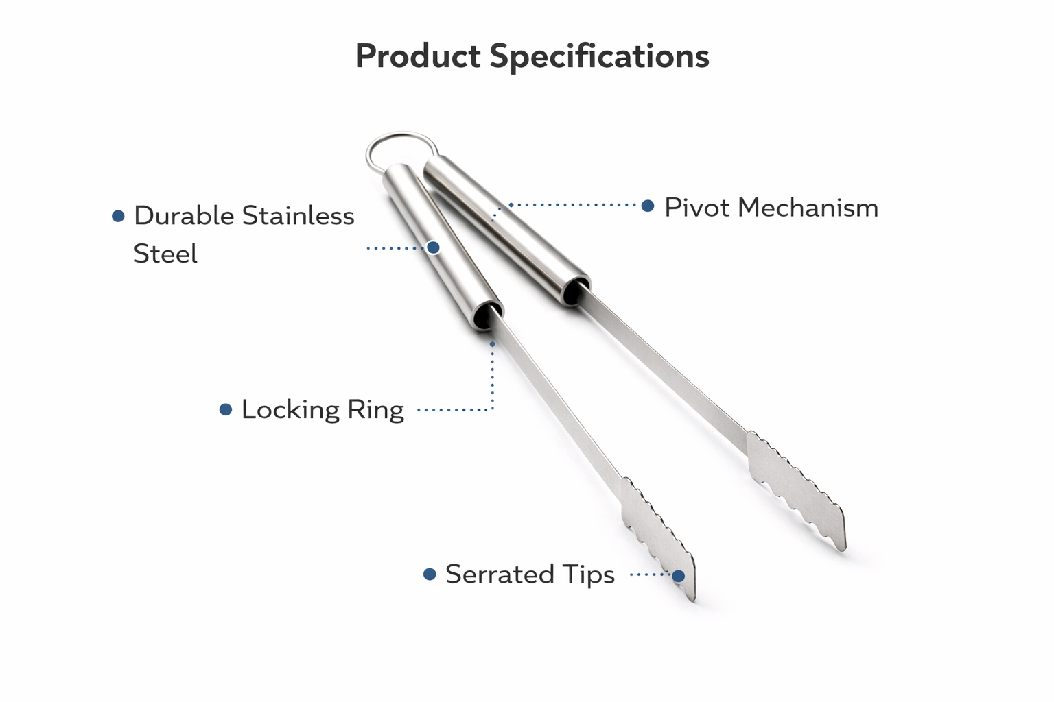 Stainless Steel BBQ Tong 44.5cm – Long-Reach Barbecue Tongs with Comfort Grip Handles
