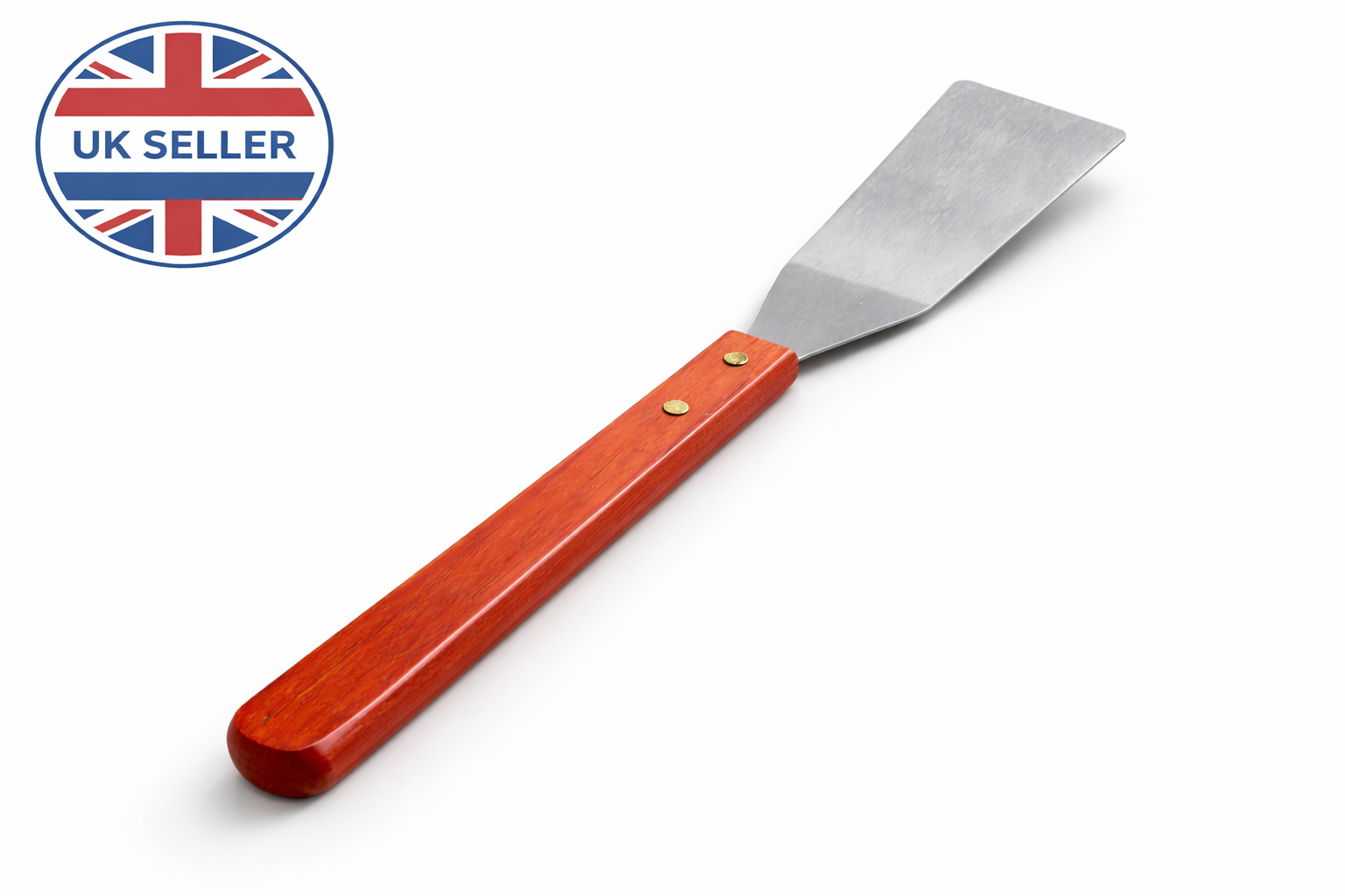 Stainless Steel BBQ Turner Spatula | Long Wooden Handle Grilling Flipper