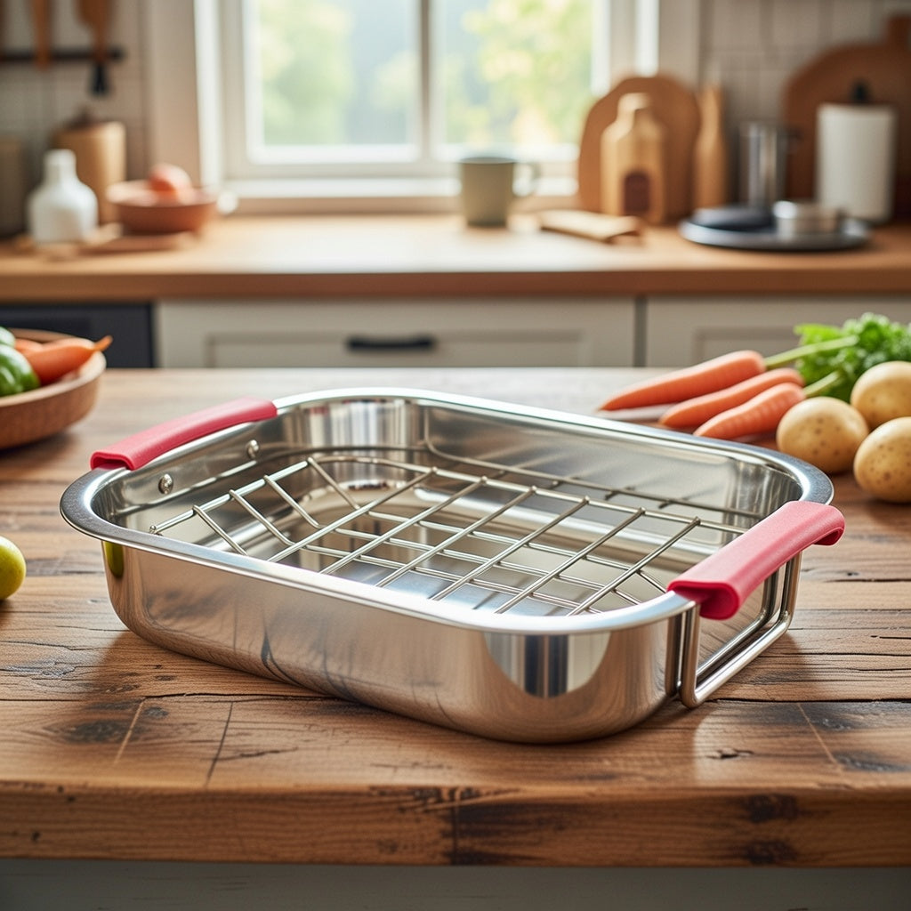 Stainless Steel Roasting Pan 27 x 20cm with Wire Rack