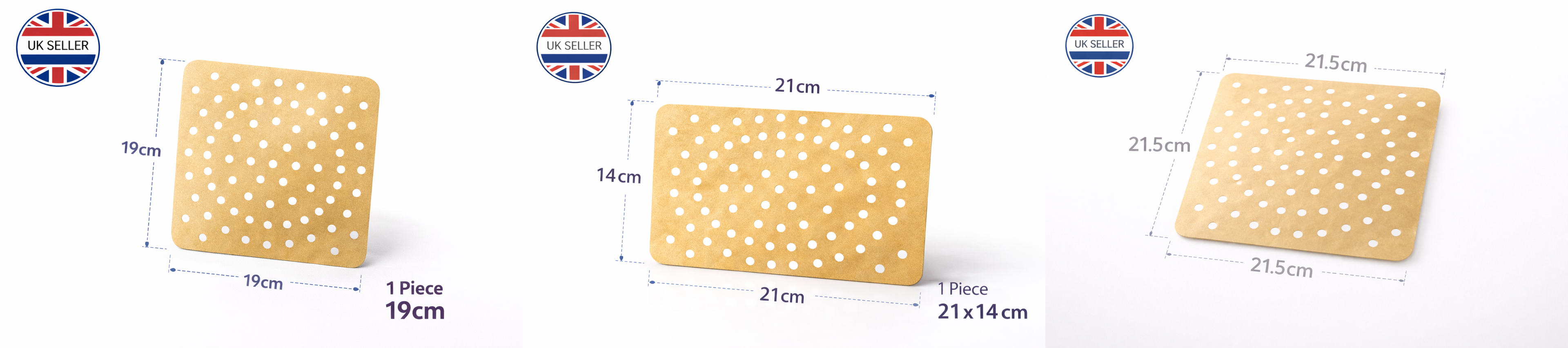 Reusable Non-Stick Air Fryer Liner PTFE – Square or Rectangle Perforated Basket Mat 19cm 21.5cm Square or 21x14cm Rectangle