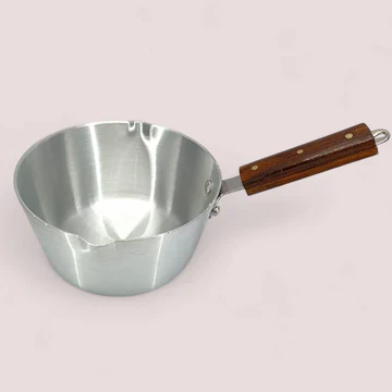 22cm Milk Pan with Wooden Handle Single Piece for Stovetop Cooking