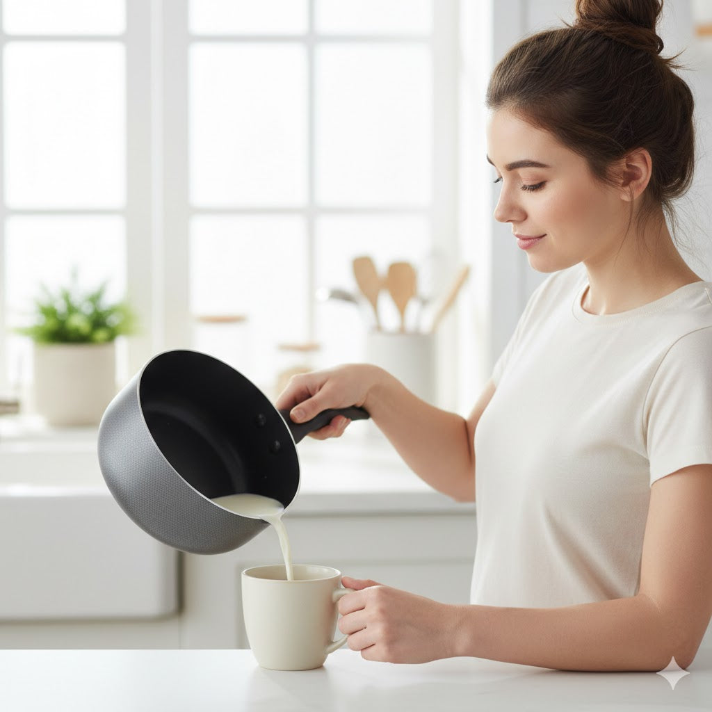 20cm Milk Pan with Stone Vein Coating for Stovetop Cooking