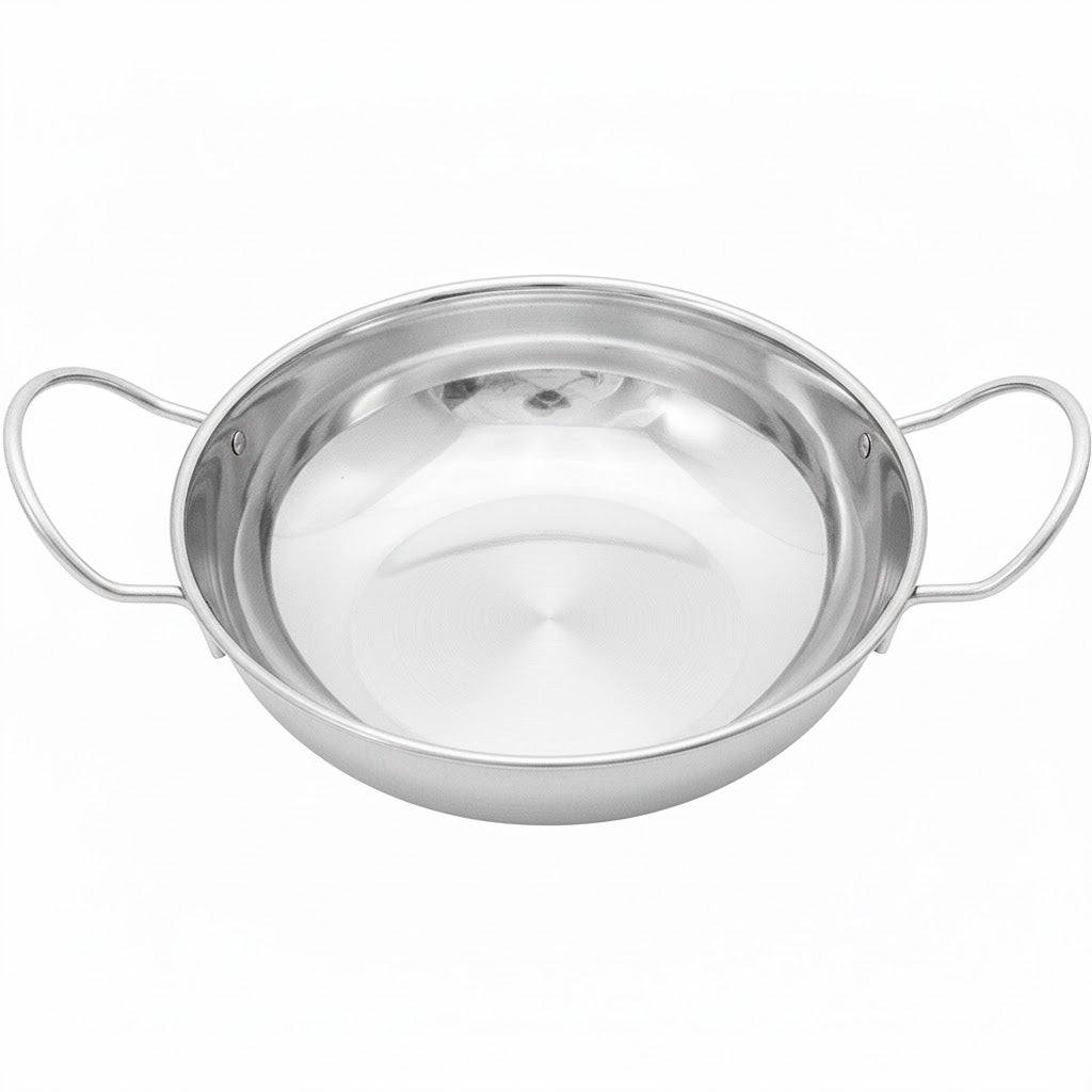 15cm Stainless Steel Balti Dish Kadai for Cooking and Serving