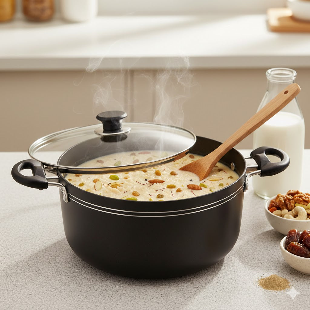 28cm Black Stockpot with Induction Base