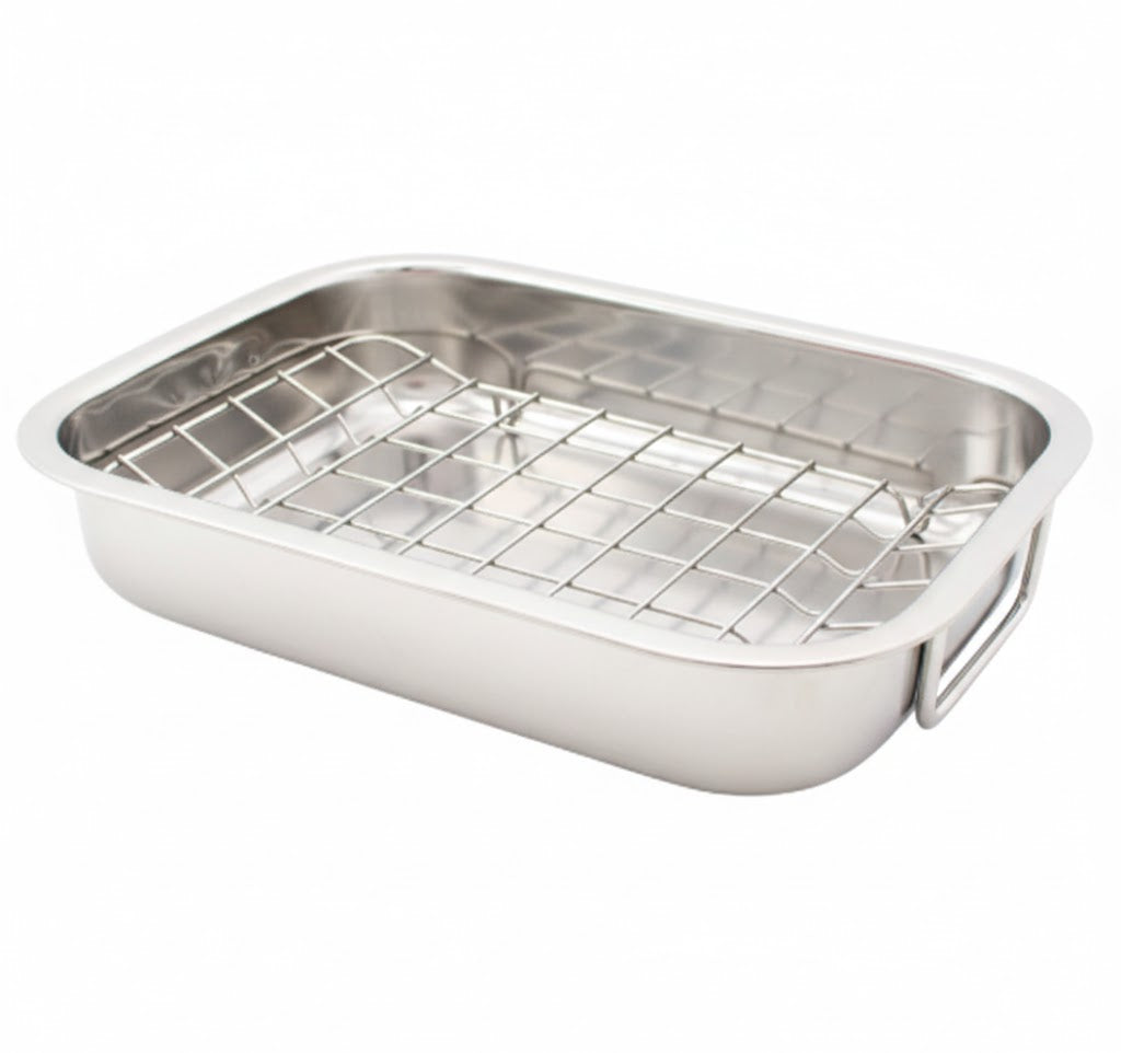 Stainless Steel Roasting Pan 27 x 20cm with Wire Rack
