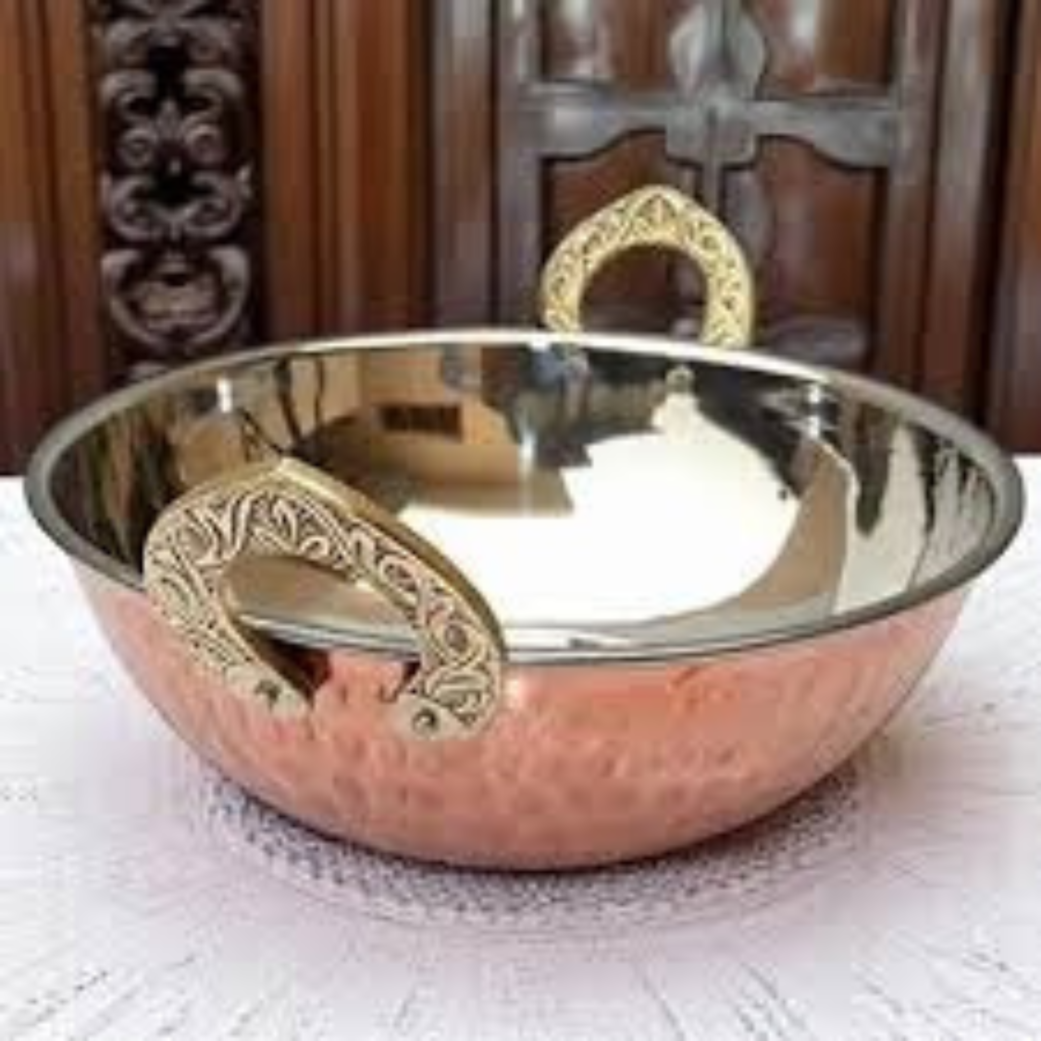 17cm Stainless Steel Balti Dish Kadai with Copper Base